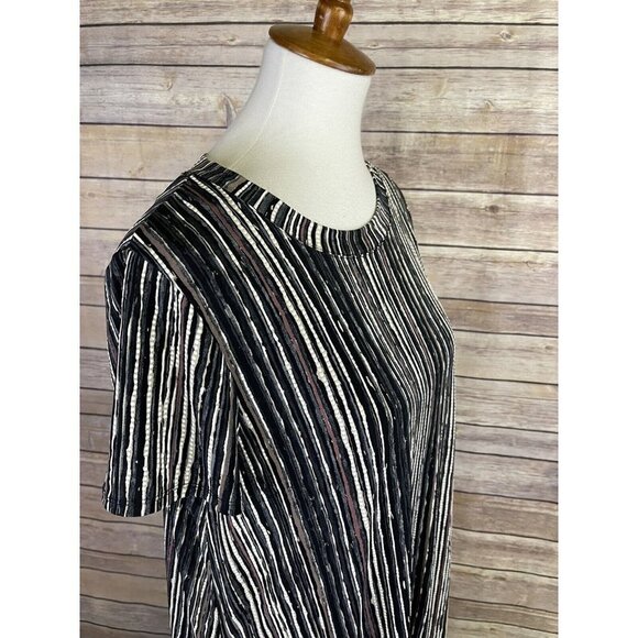 Apt 9 Large NWT Dress Striped Stretchy Liquid Knit Textured Black Brown Career - Picture 7 of 9